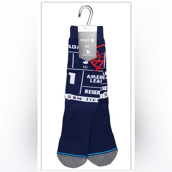 Stance MLB NY Yankees Ticket Stub Crew Socks 1 Pair Men 9-13 Baseball Navy White - Picture 1 of 10